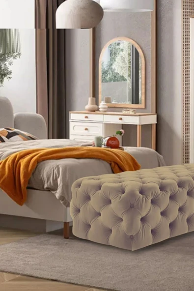 Mobilya Stant Most Hallow Kapitoneli Bench 08 Kahverengi Kadife Kumaş (Evinize Teslim) ürün görseli 1