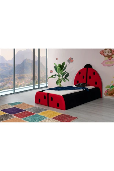 Mobilya Stant Most Uğur Böceği Tek Kişilik Karyola Teddy Kumaş 90x190 Yatak İçindir(Evinize Teslim) ürün görseli 1