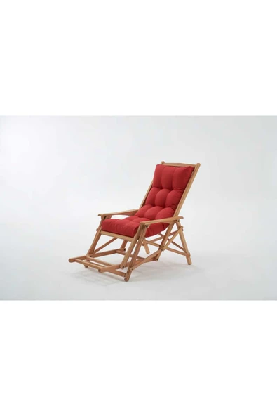 Mobilya Stant Most Sunbed Şezlong Su Bazlı %100 Ağaç Outdoor Kırmızı Kumaş Silikon Dolgu (Evinize Teslim) ürün görseli 1