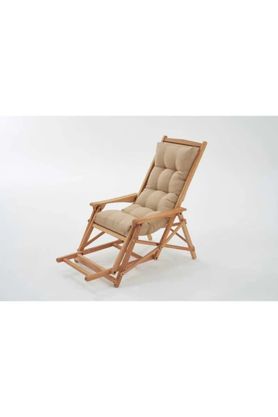 Mobilya Stant Most Sunbed Şezlong Su Bazlı %100 Ağaç Outdoor Bej Kumaş Silikon Dolgu (Evinize Teslim) ürün görseli 1