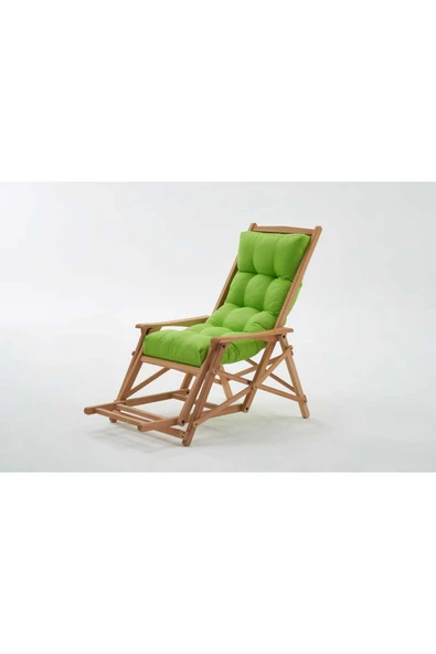 Mobilya Stant Most Sunbed Şezlong Su Bazlı %100 Ağaç Outdoor Yeşil Kumaş Silikon Dolgu (Evinize Teslim) ürün görseli 1