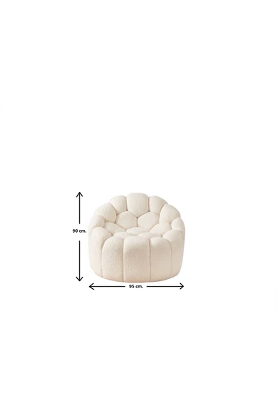 Mobilya Stant Most Balloon Berjer İthal Beyaz Teddy Kumaş (Evinize Teslim) - Resim 2
