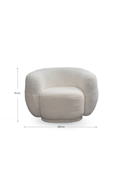 Mobilya Stant Most Galaxy Berjer Beyaz Teddy Kumaş (EVİNİZE TESLİM) - Resim 4