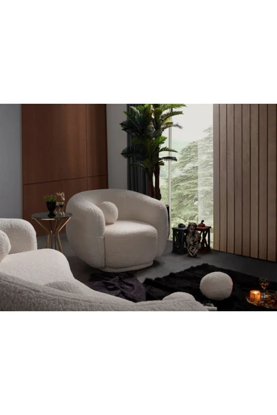 Mobilya Stant Most Galaxy Berjer Beyaz Teddy Kumaş (EVİNİZE TESLİM) ürün görseli 1