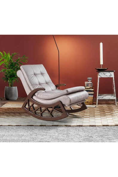 Mobilya Stant Most Woodarm %100 Ağaç Dinlenme Koltuğu 01 Krem İthal Nubuk Kumaş (Evinize Teslim) ürün görseli 1
