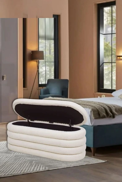 Mobilya Stant Most Line Sandıklı Bench 02 Bej Bukle Kumaş (EVİNİZE TESLİM) ürün görseli 1
