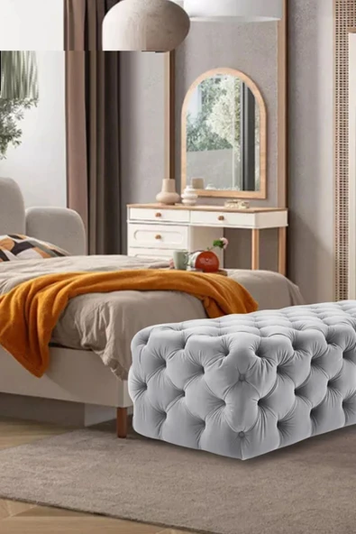 Mobilya Stant Most Hallow Kapitoneli Bench 23 Antrasit Kadife Kumaş (Evinize Teslim) ürün görseli 1