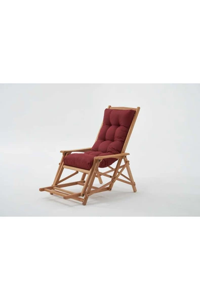 Mobilya Stant Most Sunbed Şezlong Su Bazlı %100 Ağaç Outdoor Bordo Kumaş Silikon Dolgu (Evinize Teslim) ürün görseli 1