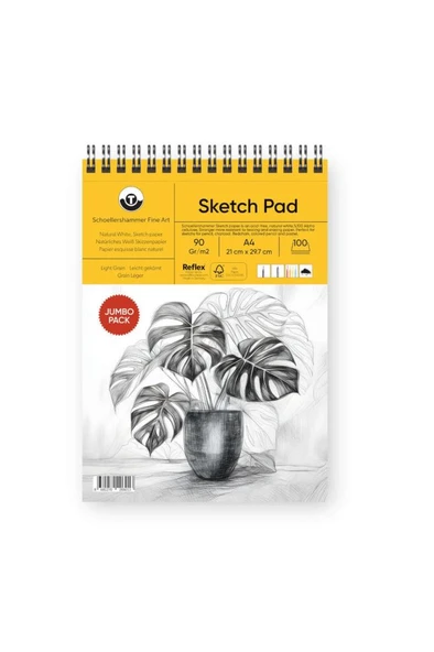 Schoellershammer Jumbo Sketch Pad Eskiz Defteri 90 gr A4 100 Yaprak Naturel Beyaz ürün görseli 1