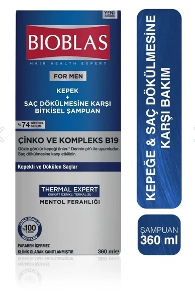 Bioblas Şampuan 360 Ml For men Mentol + B19 Kepek ürün görseli 1