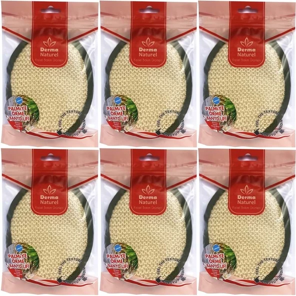 Derma Naturel Örme Banyo Yüz Lifi (15*24CM) MS-02 (6 Lı Set) ürün görseli 1