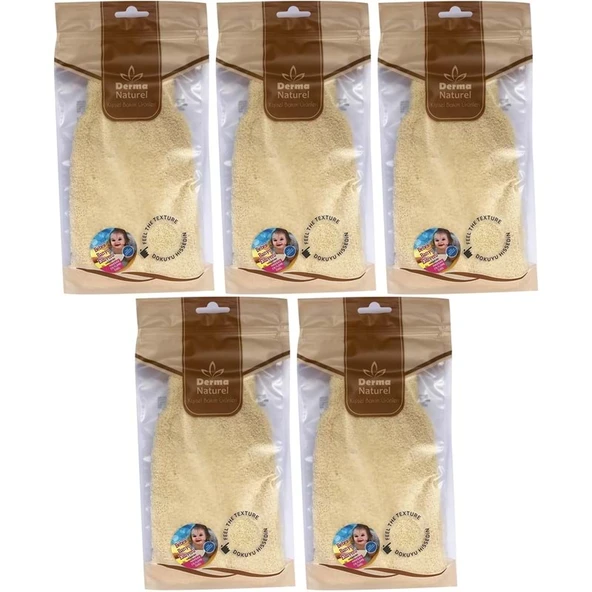Derma Naturel Bebek Banyo Eldiveni Hassas Ciltlere Özel (15*24CM) MS-01 (5 Li Set) ürün görseli 1