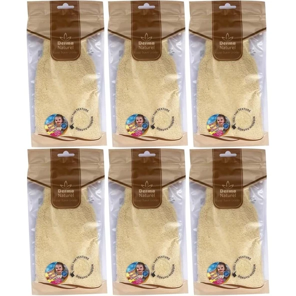 Derma Naturel Bebek Banyo Eldiveni Hassas Ciltlere Özel (15*24CM) MS-01 (6 Lı Set) ürün görseli 1