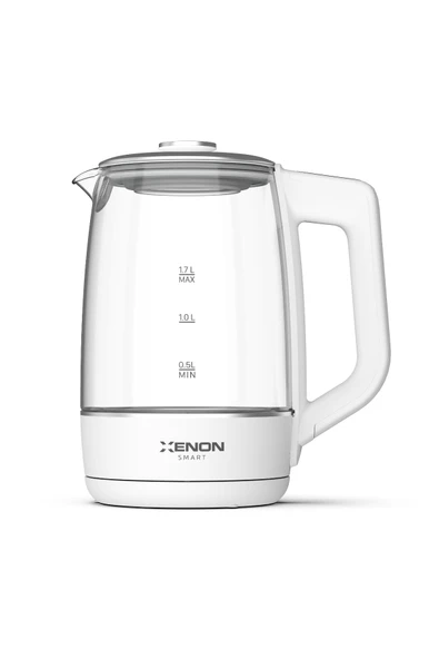 Xenon Smart Akıllı Kettle 2200W, 1.7 Litre, Mobil Kontrol, Sesli Asistan, Akıllı Cam Beyaz Su Isıtıcı (X7103) ürün görseli 1