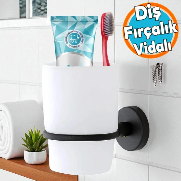Diş Fırçalık Banyo Diş Fırçası Kabı Kutusu Vidalı Siyah ürün görseli 1