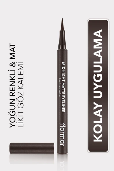 FLORMAR Mat Likit Kalem Eyeliner (KAHVE) - Midnight Matte Eyeliner - 002 Brown - 8690604641659 ürün görseli 1
