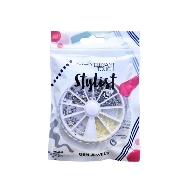 Elegant Touch Nail Art Taş Seti – Gümüş & İnci Renk, 240 Adet ürün görseli 1