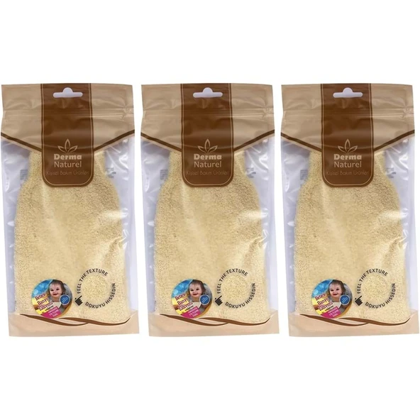 Derma Naturel Bebek Banyo Eldiveni Hassas Ciltlere Özel (15*24CM) MS-01 (3 Lü Set) ürün görseli 1