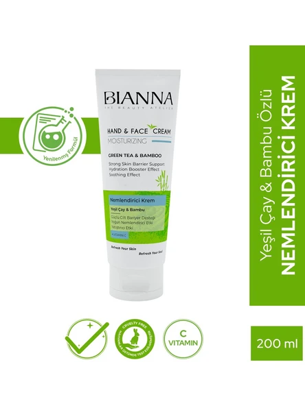 Bianna Green Tea & Bambu Nemlendirici El ve Yüz Kremi 200ML ürün görseli 1