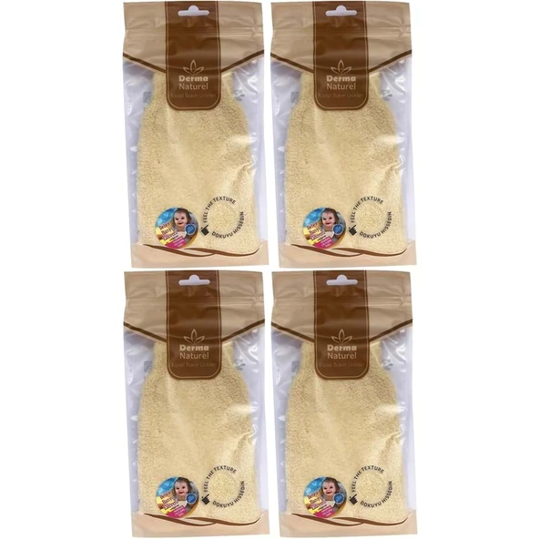 Derma Naturel Bebek Banyo Eldiveni Hassas Ciltlere Özel (15*24CM) MS-01 (4 Lü Set) ürün görseli 1