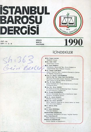 İstanbul Barosu Dergisi 4 5 6 Nisan Mayıs Haziran 1990 ürün görseli 1
