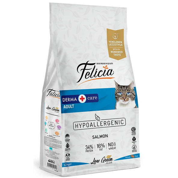 Felicia Derma Care Somonlu Adult Az Tahıllı HypoAllergenic Yetişkin Kedi Maması  12 Kg ürün görseli 1