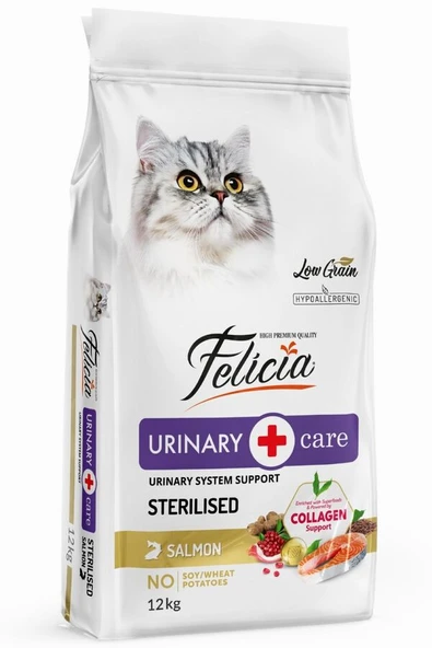 Felicia Az Tahıllı HypoAllergenic Urinary Sterilised Somonlu Kısırlaştırılmış Kedi Maması 12 Kg ürün görseli 1
