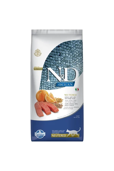 N&D Nd Düşük Tahıllı Somon Balıklı Ve Portakallı Kısırlaştırılmış Yetişkin Kedi Maması 10 Kg ürün görseli 1