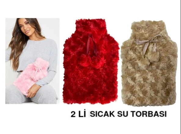 SICAK SU TORBASI 2 ADET PONPONLU TERMOFOR 26X17X2CM 1 LİTRE ürün görseli 1