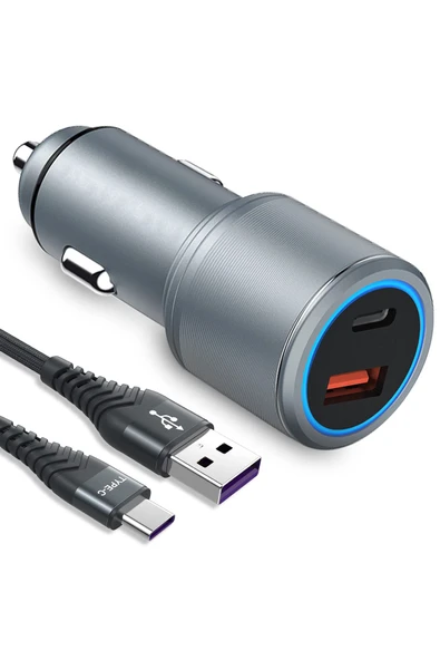 USB Type C Araç Şarj Cihazı - 2 Port, Hızlı Şarj 48W Çakmaklık Adaptörü ürün görseli 1