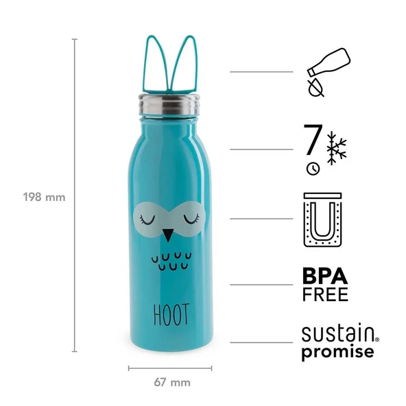 Aladdin Zoo Water Paslanmaz Çelik Su Şişesi 0.43 LT Mavi / Beyaz (TEŞHİR) ürün görseli 1
