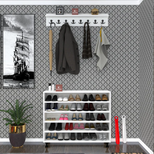 Kenzlife ayakkabılık fotin5 byz 83*100*30 kapaksız 5 raflı 25 çift ayakkabı kapasitesi ürün görseli 1
