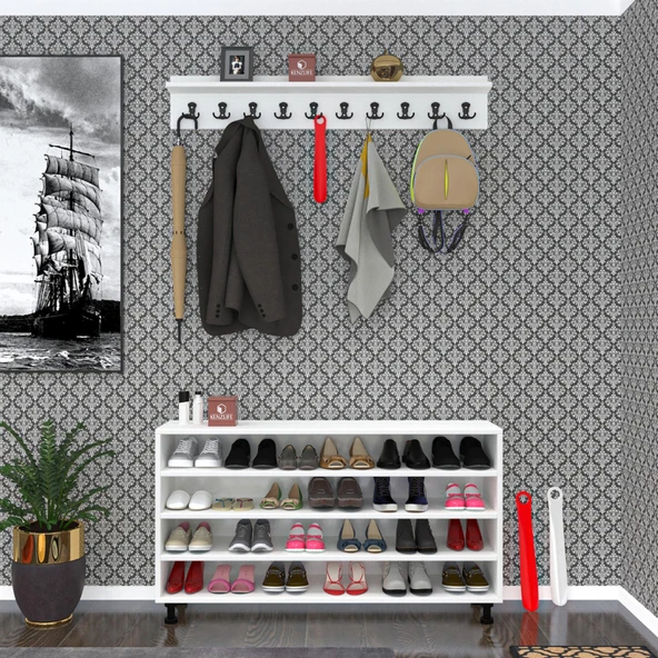 Kenzlife ayakkabılık nalın4 byz 68*120*30 kapaksız 4 raflı 24 çift ayakkabı kapasitesi ürün görseli 1