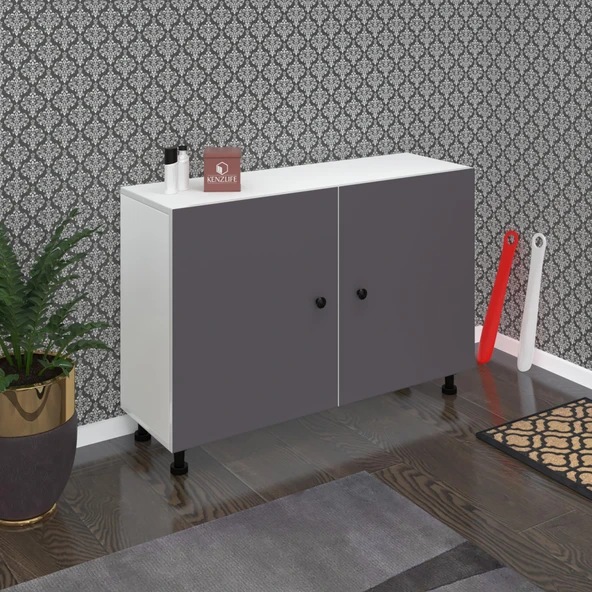 Kenzlife ayakkabılık merkub4 gribyz 68*100*32 kapaklı 4 raflı 20 çift ayakkabı kapasitesi ürün görseli 1