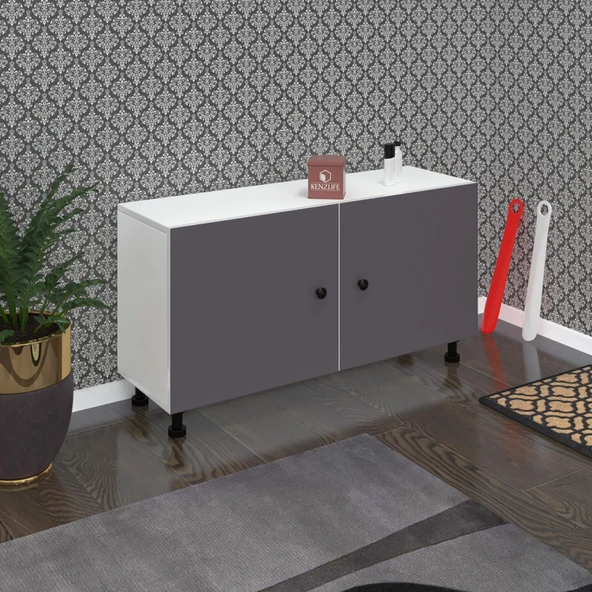 Kenzlife ayakkabılık merkub3 gribyz 53*100*32 kapaklı 3 raflı 15 çift ayakkabı kapasitesi ürün görseli 1