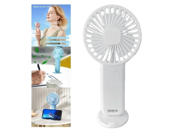 MİNİ FAN,TELEFON TUTUCU,PORTATİF EL VANTİLATÖRÜ BEYAZ  9,3x19cm ürün görseli 1