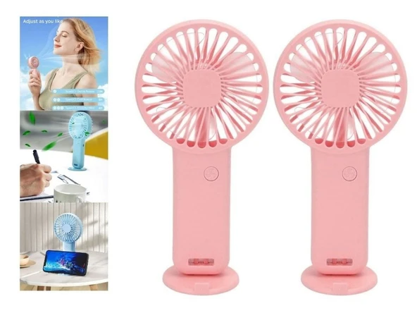 2 ADET MİNİ FAN,TELEFON TUTUCU,PORTATİF EL VANTİLATÖRÜ PEMBE  9,3x19cm ürün görseli 1