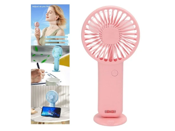 MİNİ FAN,TELEFON TUTUCU,PORTATİF EL VANTİLATÖRÜ PEMBE  9,3x19cm ürün görseli 1