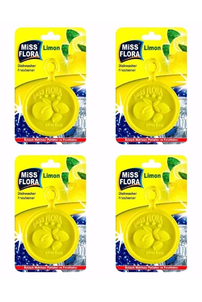MİSS FLORA LİMON BULAŞIK MAKİNESİ PARLATICI FERAHLATICI 4 ADET ürün görseli 1