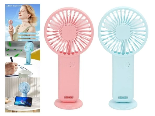 2 ADET MİNİ FAN,TELEFON TUTUCU,PORTATİF EL VANTİLATÖRÜ PEMBE,MAVİ  9,3x19cm ürün görseli 1