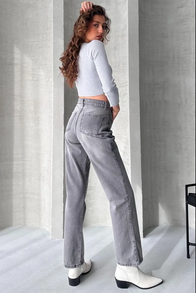 Yüksek Bel Straight Jean - 4751 - Resim 5