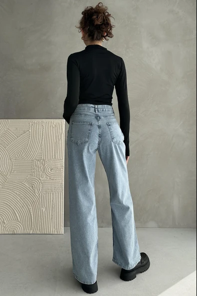 Normal Bel Geniş Paça Wide Leg Jean - 1755 - Resim 5