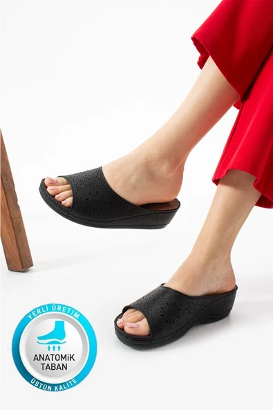 Albishoes Kadın Esnek Rahat Yumuşak Taban Anatomik Hafif Topuk 4 cm Günlük Kadın Ev Dışarı Terlik ürün görseli 1