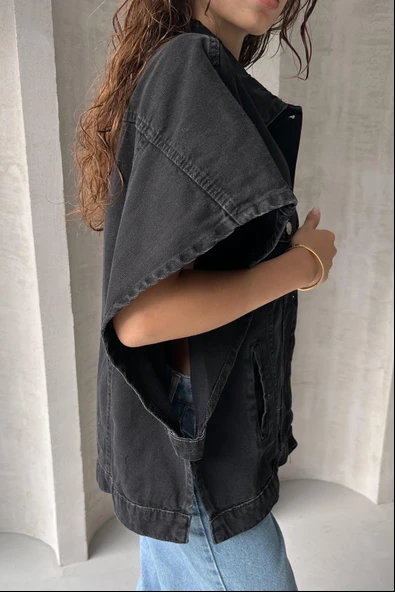 Denim Kolsuz Cepli Ceket - Resim 4