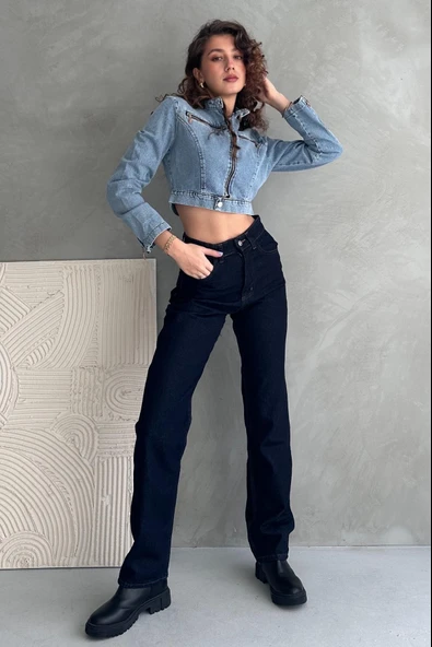 Normal Bel Boru Paça Straight Jean - 6172 - Resim 2
