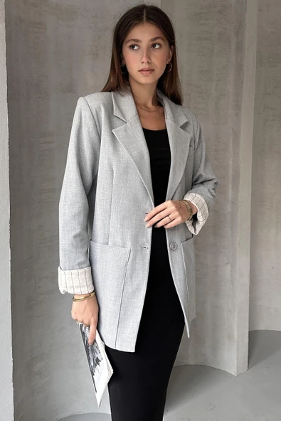 Kol Detaylı Blazer Ceket - Resim 9