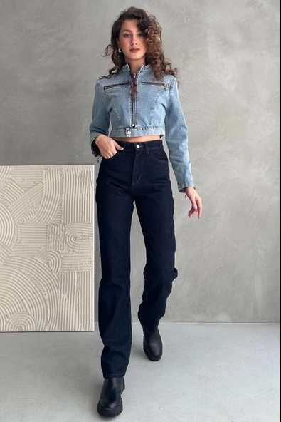 Normal Bel Boru Paça Straight Jean - 6172 - Resim 4