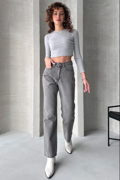 Yüksek Bel Straight Jean - 4751 - Resim 4