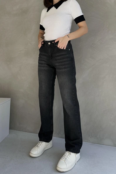 Yüksek Bel Düz Paça Straight Jean - 8578 ürün görseli 1