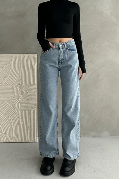 Normal Bel Geniş Paça Wide Leg Jean - 1755 ürün görseli 1